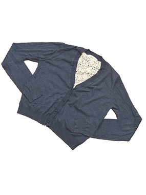 LAURIE B Blue Crochet Cardigan 100% Cotton Sweater | Size Medium